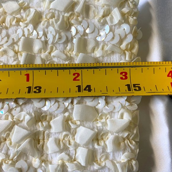 NR1 By Ned Gould Ivory Ribbon and Sequins Stretch Top Size 14 Cocktail Party - Picture 8 of 10